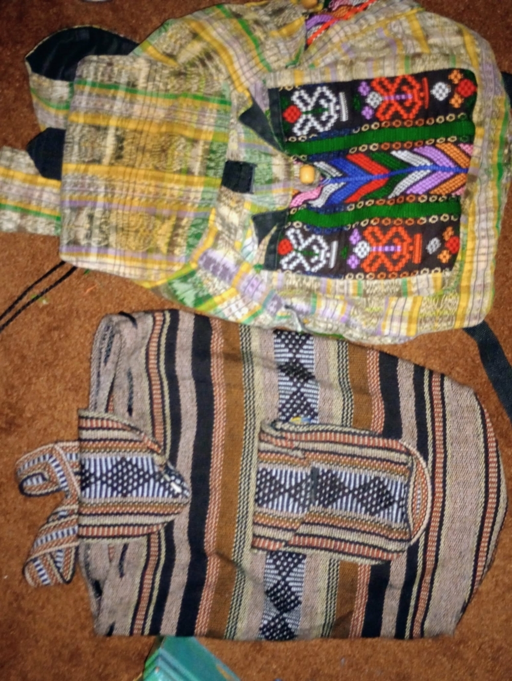 2 For $20 Source Unknown Yellow Green Multicolor Boho Backpacks